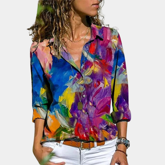 Women's blouse with colorful print