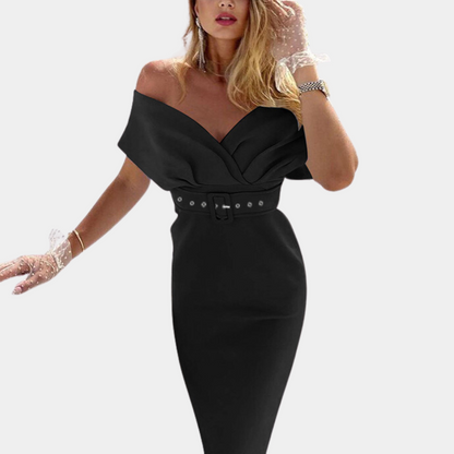 Elegant off-shoulder evening dress for ladies