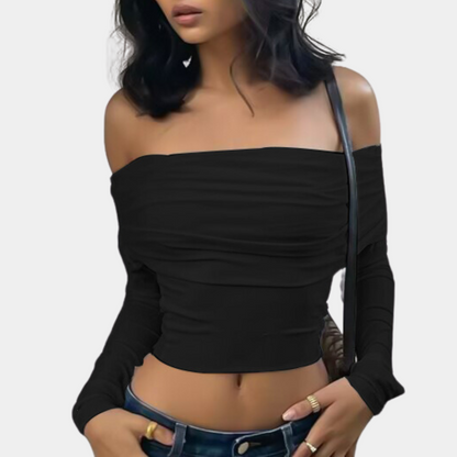 Women's long-sleeved off-shoulder top