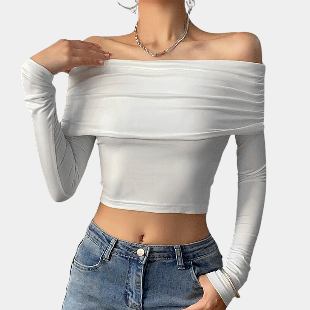 Women's long-sleeved off-shoulder top