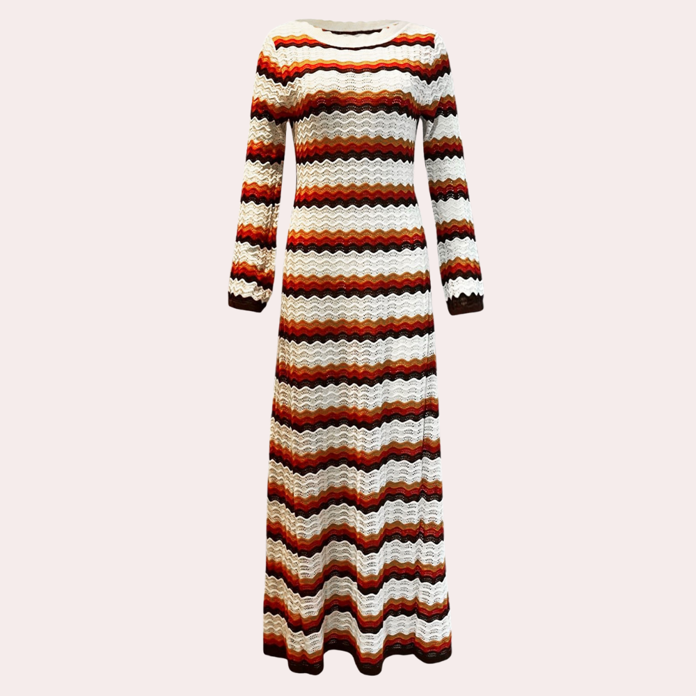 Stylish knit dress with stripes for ladies