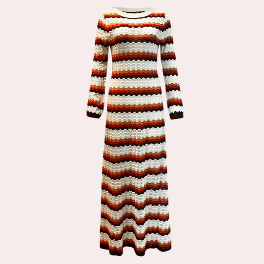 Stylish knit dress with stripes for ladies