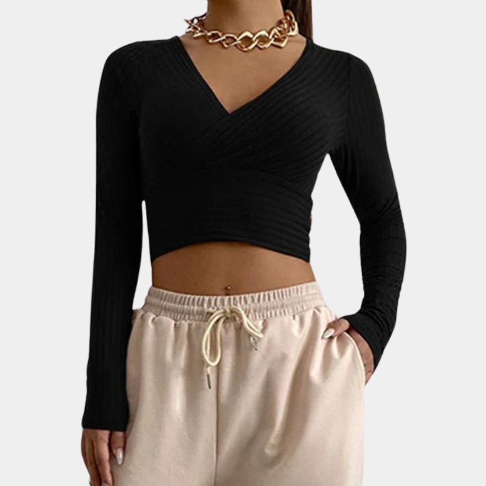 Stylish women's long sleeve crop top