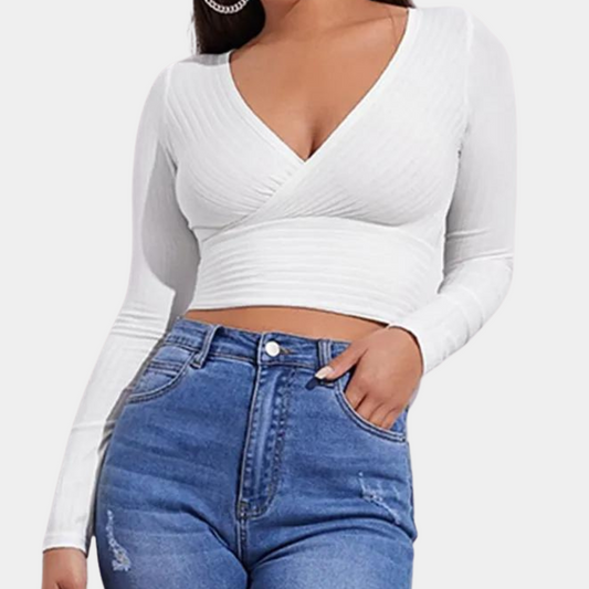 Stylish women's long sleeve crop top