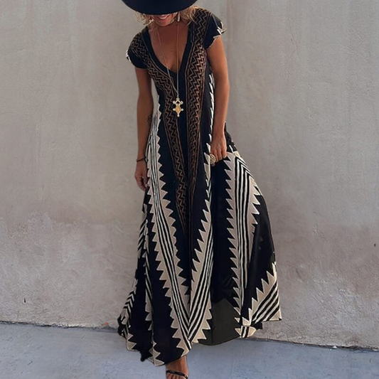 Adelina - Geometric bohemian maxi dress