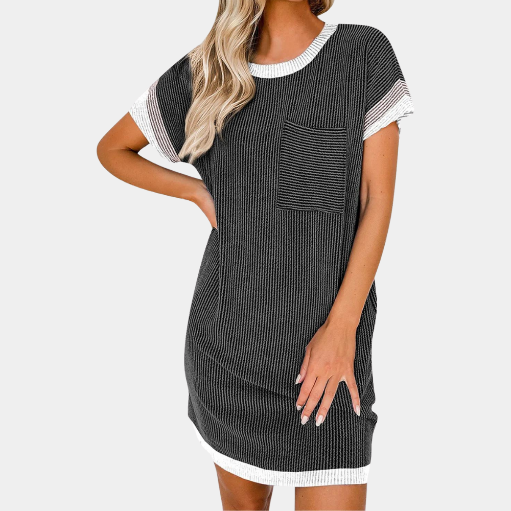 Henriqua - Casual shirt dress with color block for women