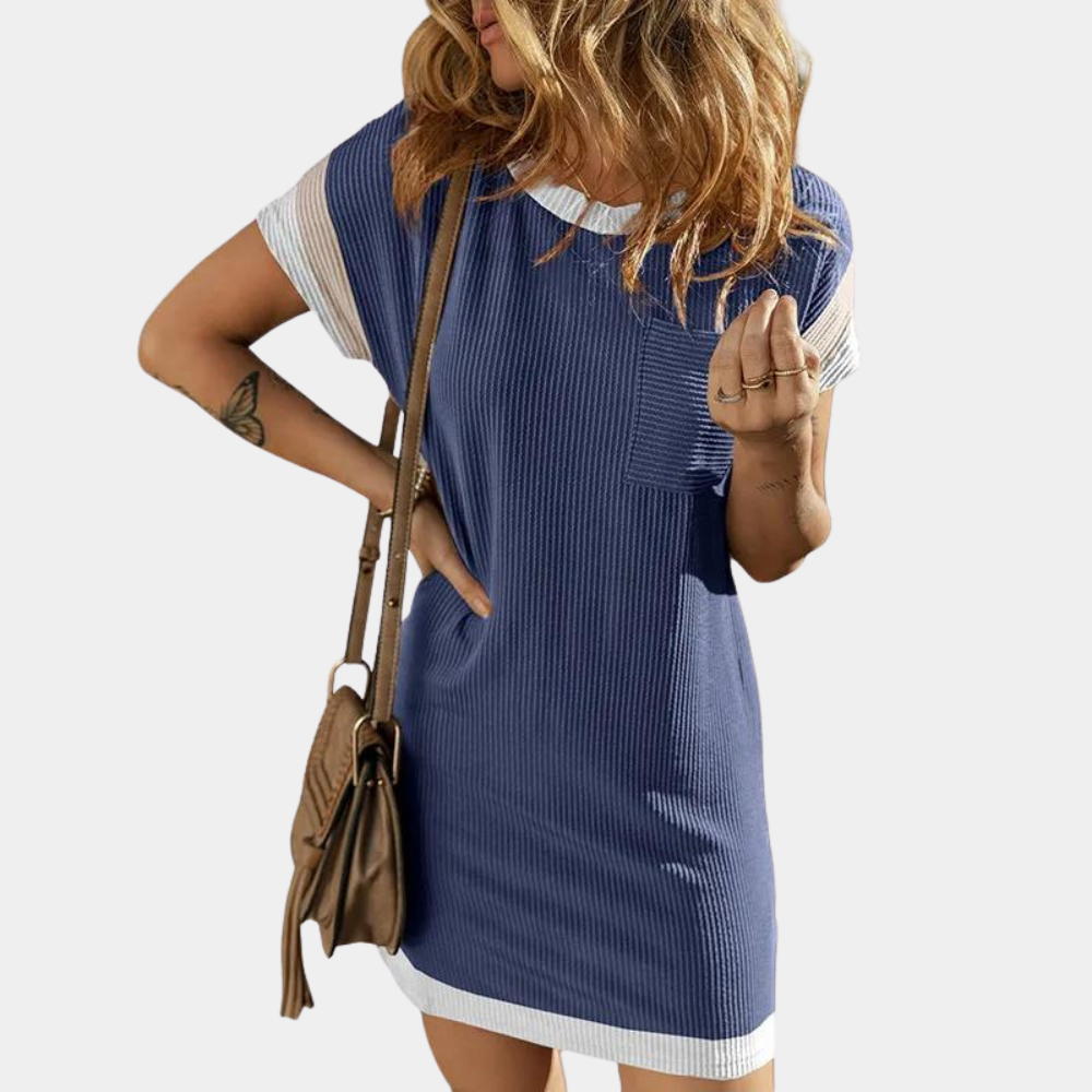 Henriqua - Casual shirt dress with color block for women