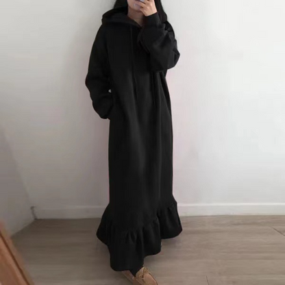 Mandy - Warm long women's hooded dress