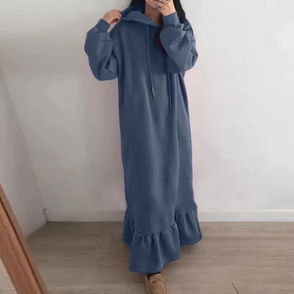 Mandy - Warm long women's hooded dress