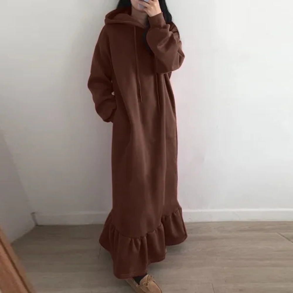 Mandy - Warm long women's hooded dress