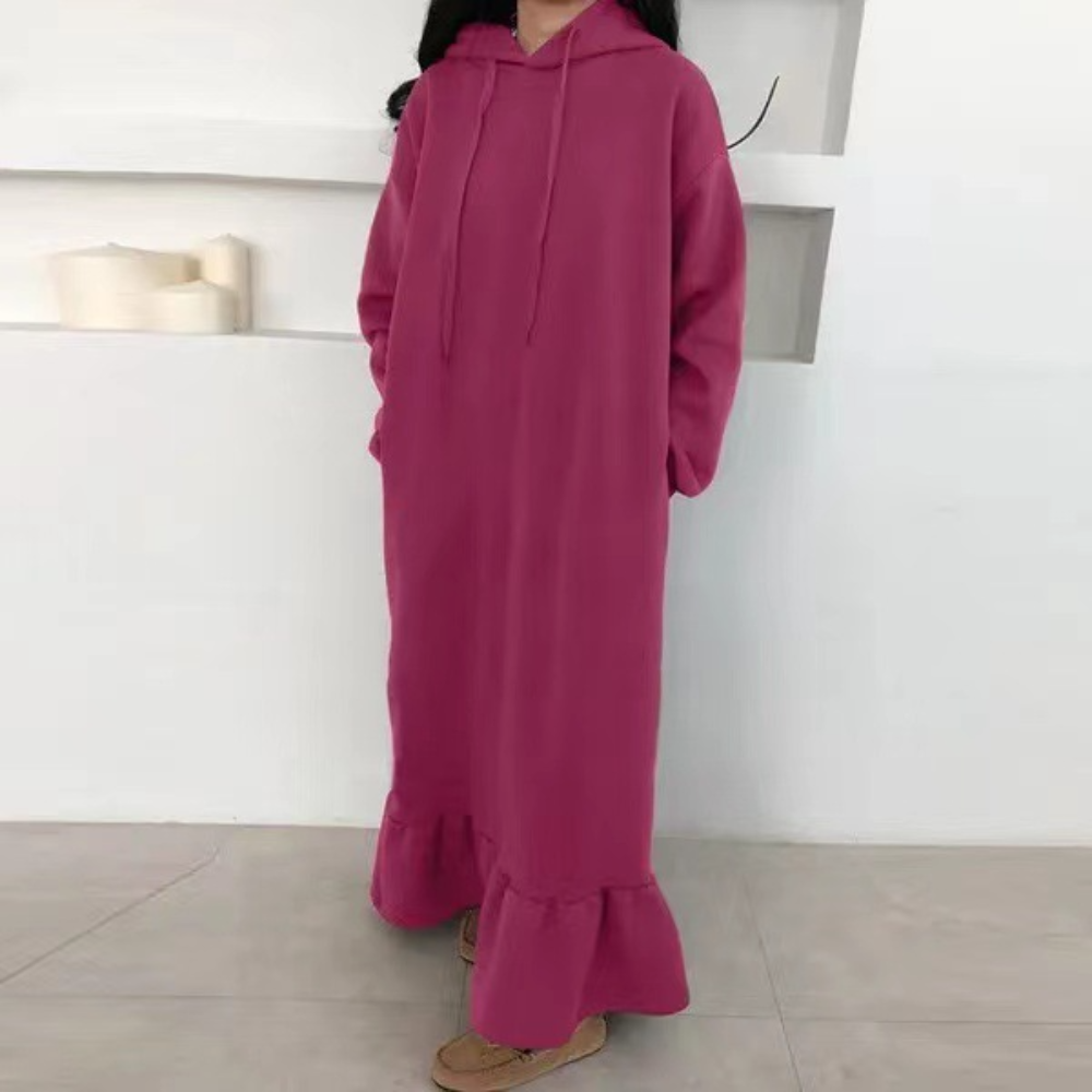 Mandy - Warm long women's hooded dress