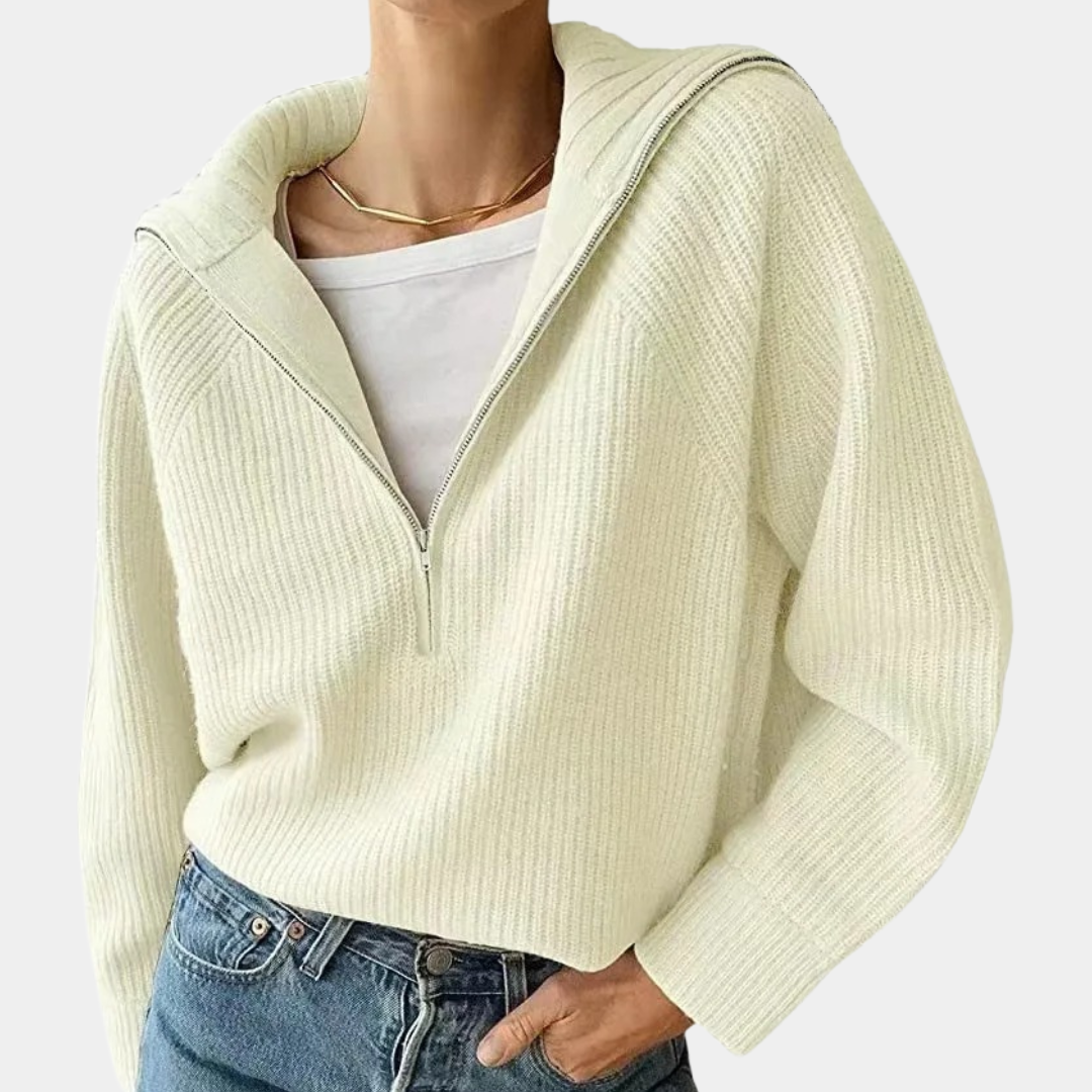 Olina - Women's half-zip knit top