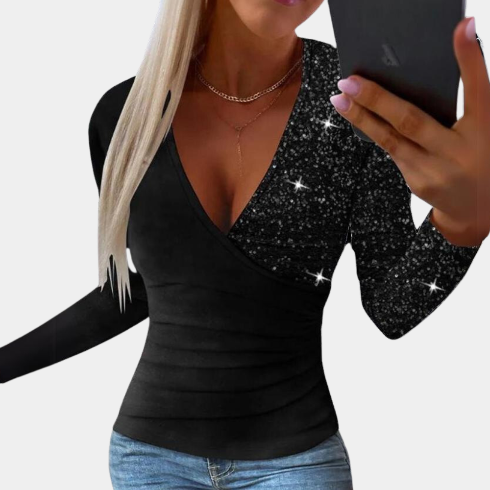 Bibiana - Elegant Ladies Top with Glitter Paillettes