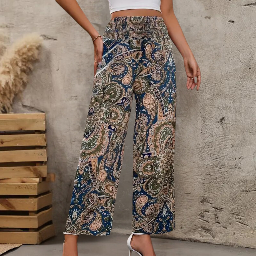 Reina - Boho Wide Women's Pants with Slanted Pockets