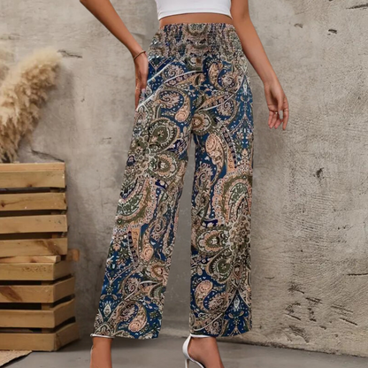 Reina - Boho Wide Women's Pants with Slanted Pockets