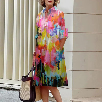 Jemaine - Cheerful Summer Dress with Watercolor Print