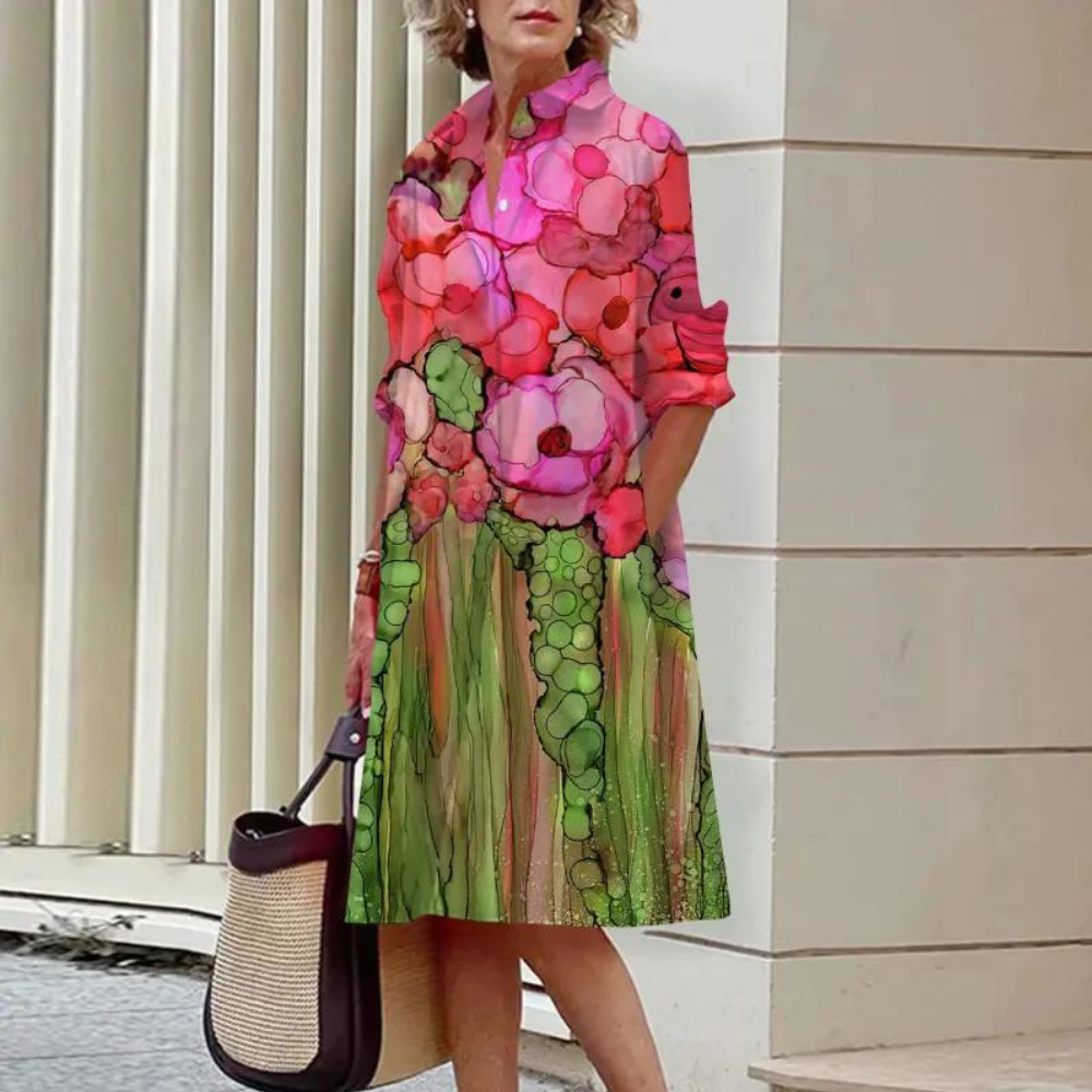 Jemaine - Cheerful Summer Dress with Watercolor Print