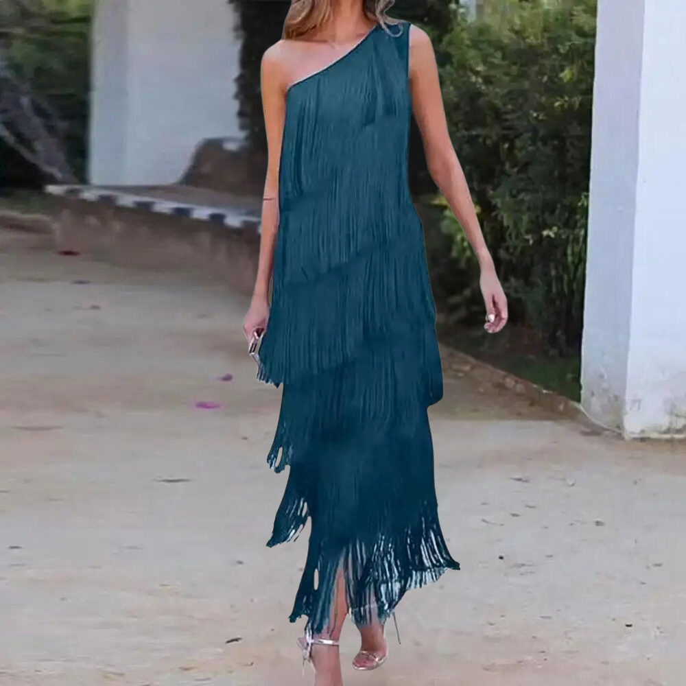 Carol - Stylish one-shoulder dress with tassels