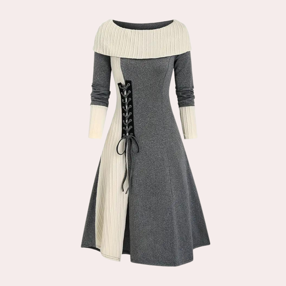 Seraphine - Women's lace-up dress with patches of color