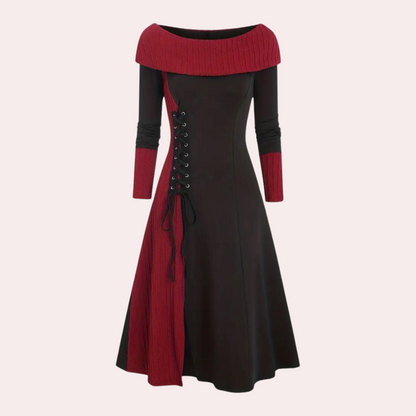 Seraphine - Women's lace-up dress with patches of color