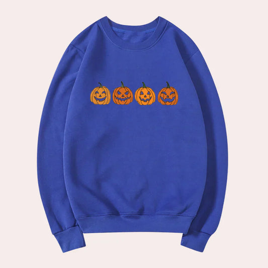 Afra - halloween sweater with round neck and pumpkin motif for women