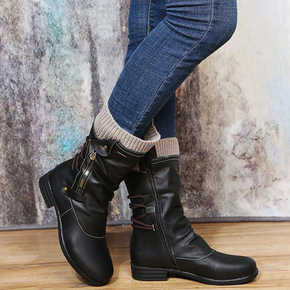 Reanna Boots | Mid Calf Leather Boots