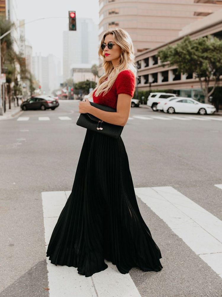 Fashionable pleated maxi skirt - Cazzi