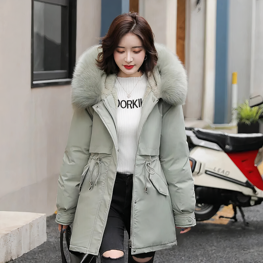 Fashionable parka with fur collar - Cora