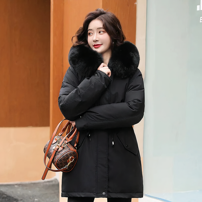 Fashionable parka with fur collar - Cora