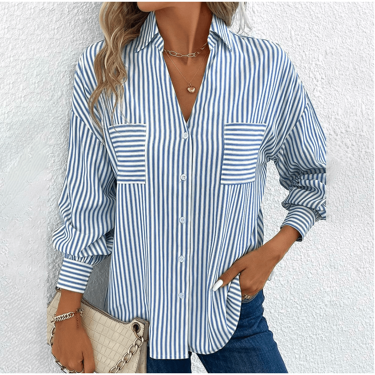 Balbina - Striped blouse with long sleeves