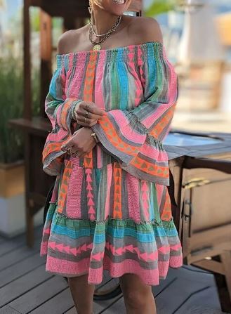 Jenica - Boho dress with flared sleeves