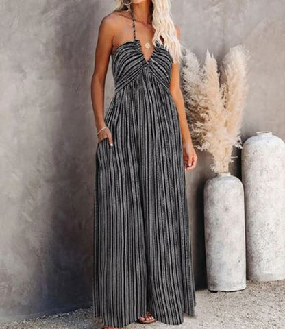 Isadora - Sexy Striped Adjustable Thong Tube Top Long Dress