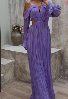 Bernadette - Purple off-the-shoulder maxi dress