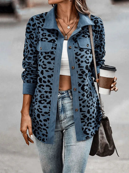 Women's Coat - Panther Print - Casual Chic with Neutral Collar - Perfect for Spring