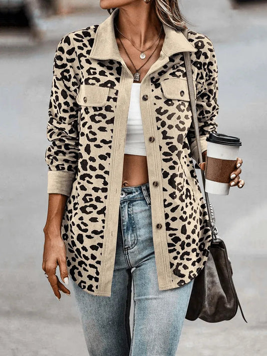 Women's Coat - Panther Print - Casual Chic with Neutral Collar - Perfect for Spring