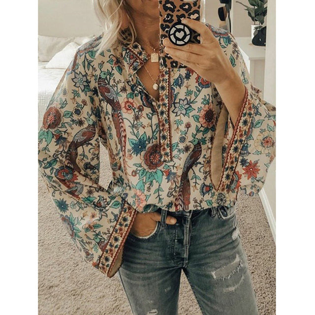 Vinera Blouse | Boho Blouse with Batwing Sleeves