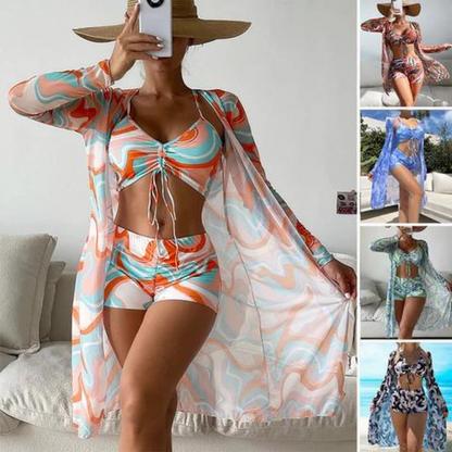 Cleo - High Waist Bikini Set with Cover-Up