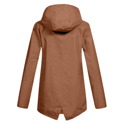 Casual lightweight rain jacket with hood and zipper for women | Ideal for fall/winter