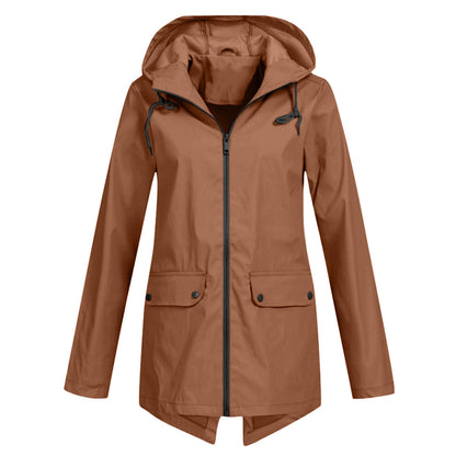 Warm raincoat with hood for women