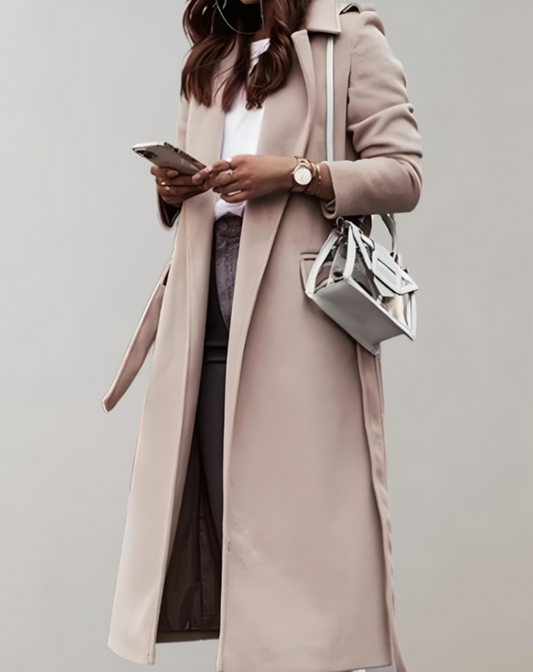 Venita | long coat with side pockets and zipper