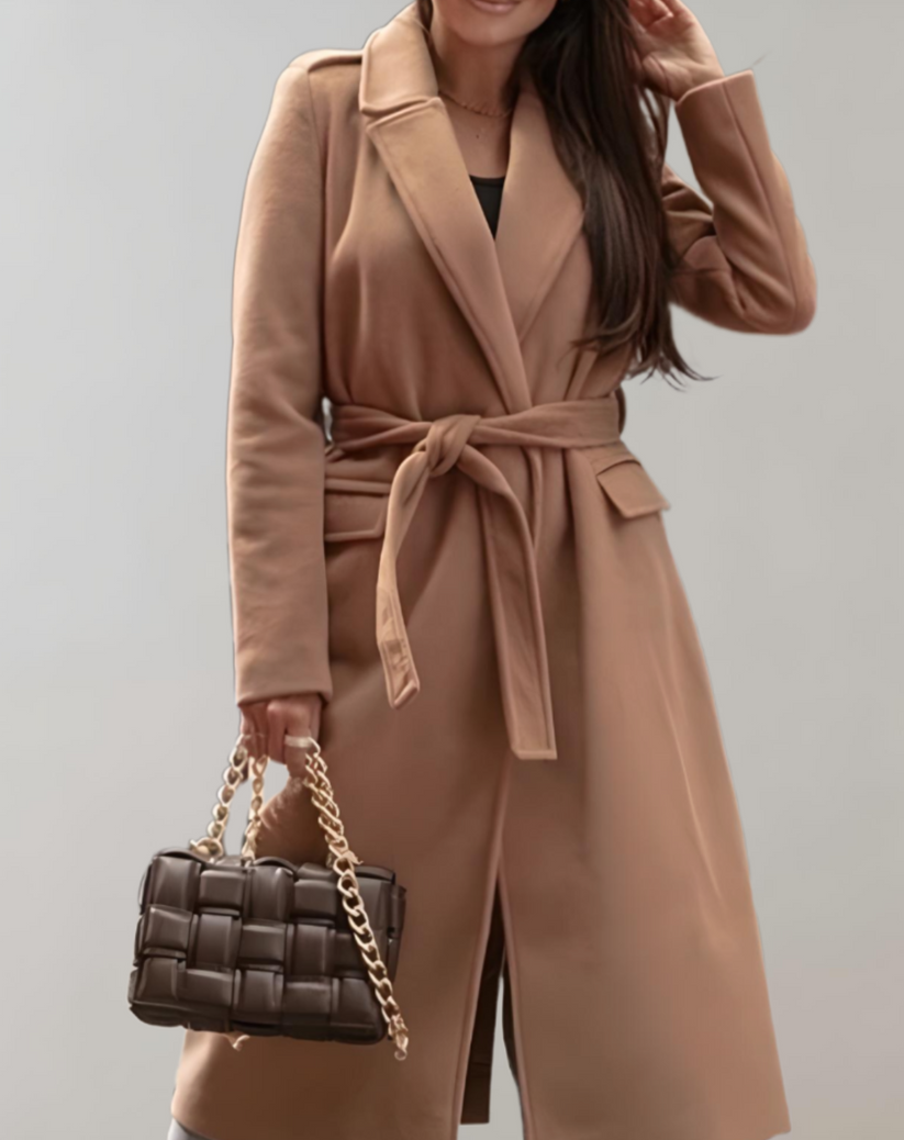 Venita | long coat with side pockets and zipper