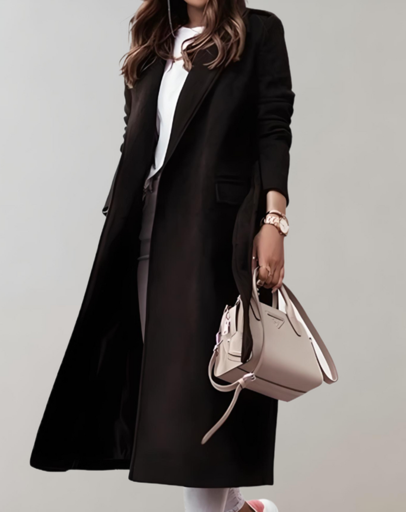 Venita | long coat with side pockets and zipper