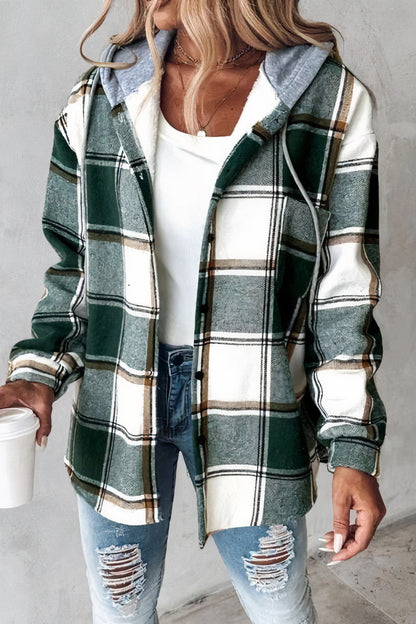 Flannel jacket with plaid hood - Drika