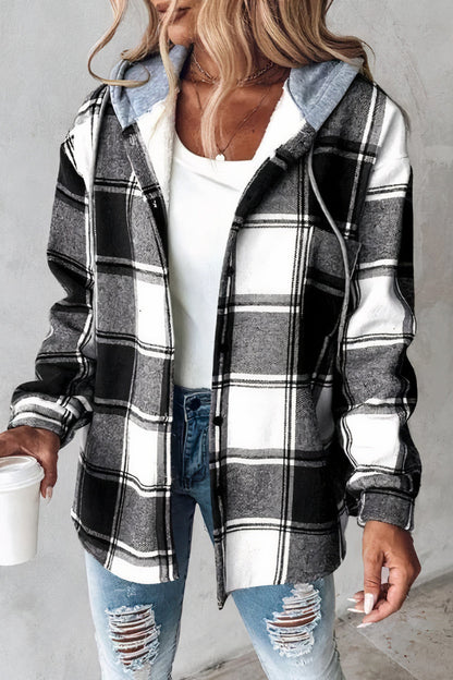 Flannel jacket with plaid hood - Drika