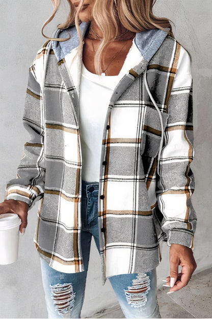 Flannel jacket with plaid hood - Drika