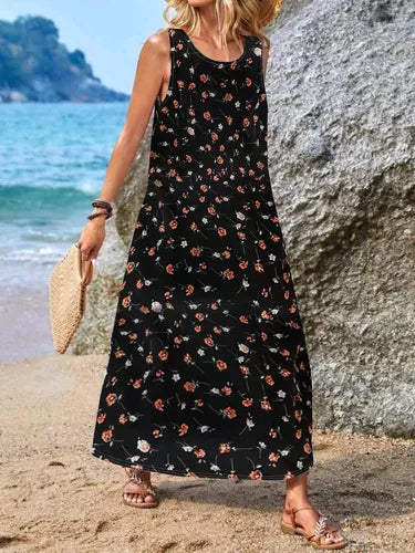 Doris - Sleeveless casual dress with Bohemian print