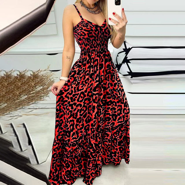 Long dress with leopard print