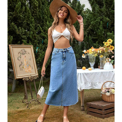 Women's denim maxi skirt