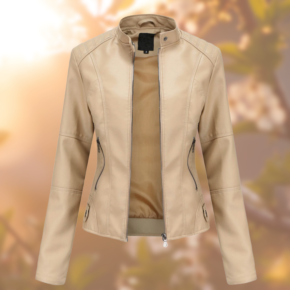 Jacket with high collar and zipper for women