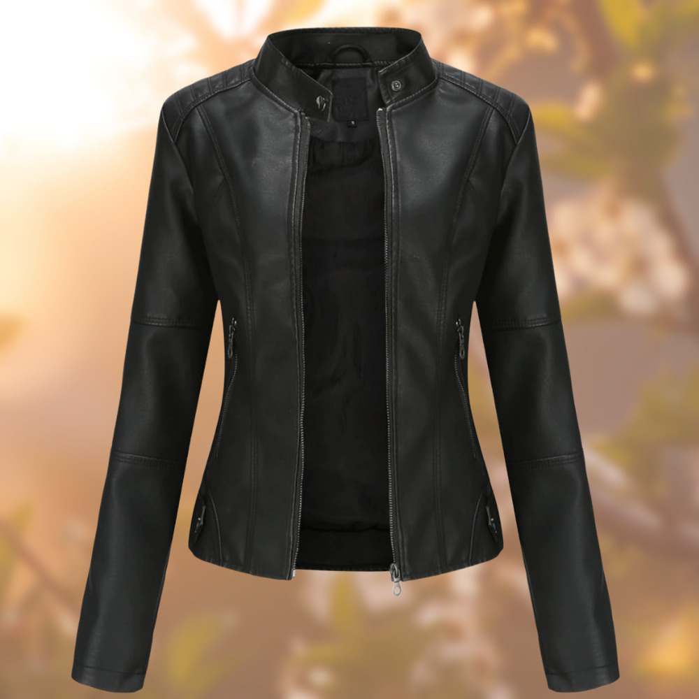 Jacket with high collar and zipper for women